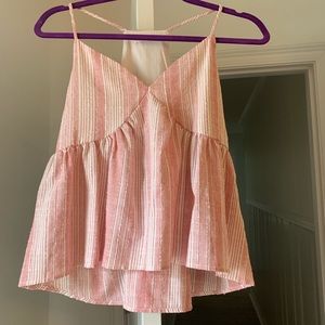 Red and white striped top